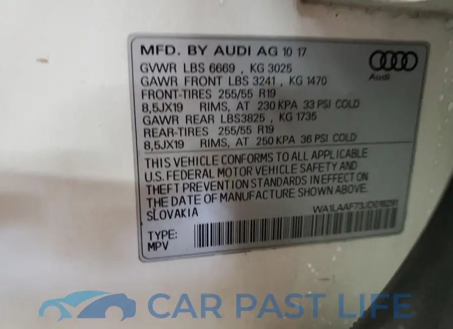 WA1LAAF73JD018291# 13