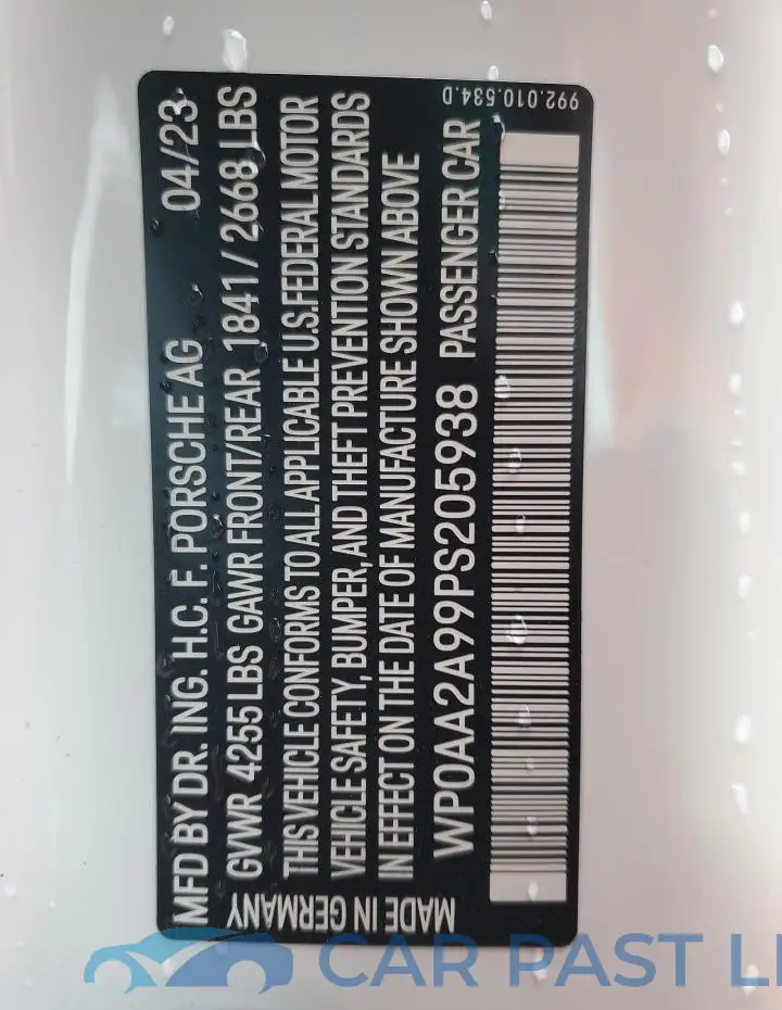WP0AA2A99PS205938# 12