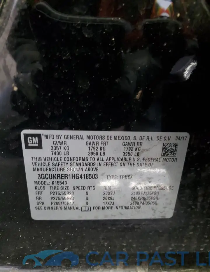 3GCUKRER1HG418503# 12