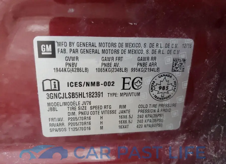 3GNCJLSB5HL182391# 14