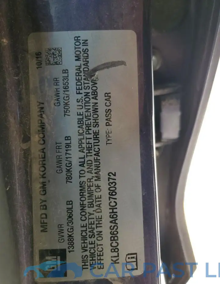 KL8CB6SA6HC760372# 12