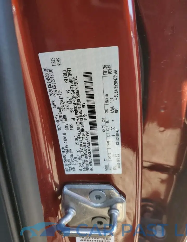 1FMCU0GX0GUA60296# 13