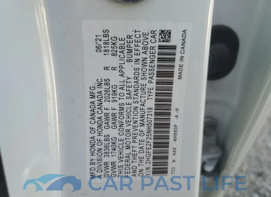 2HGFE2F25NH507318# 12