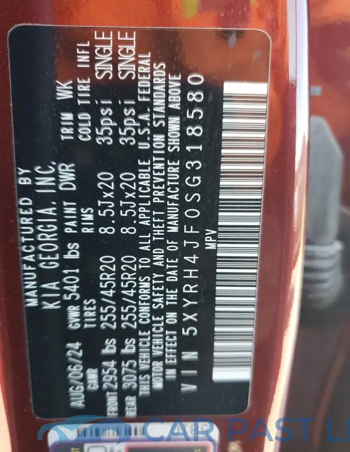 5XYRH4JF0SG318580# 13