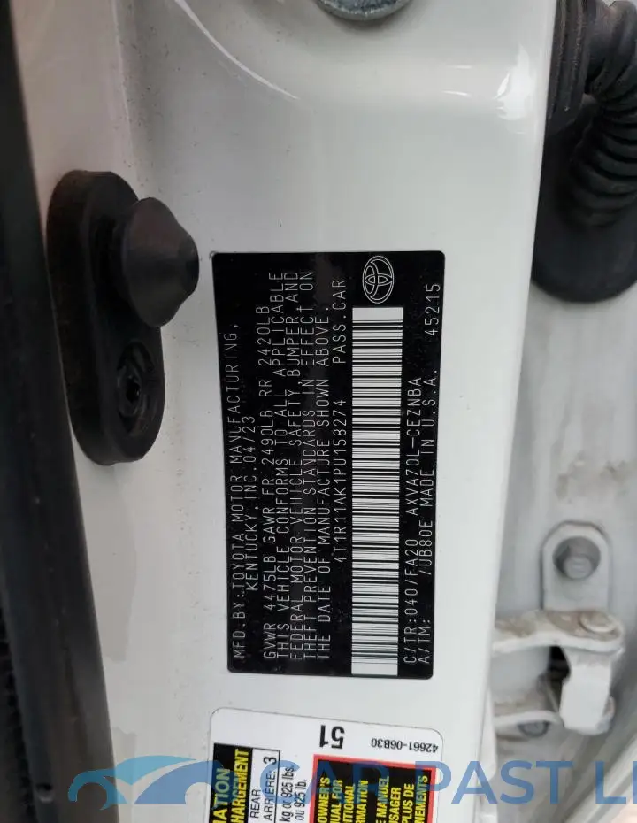 4T1R11AK1PU158274# 12