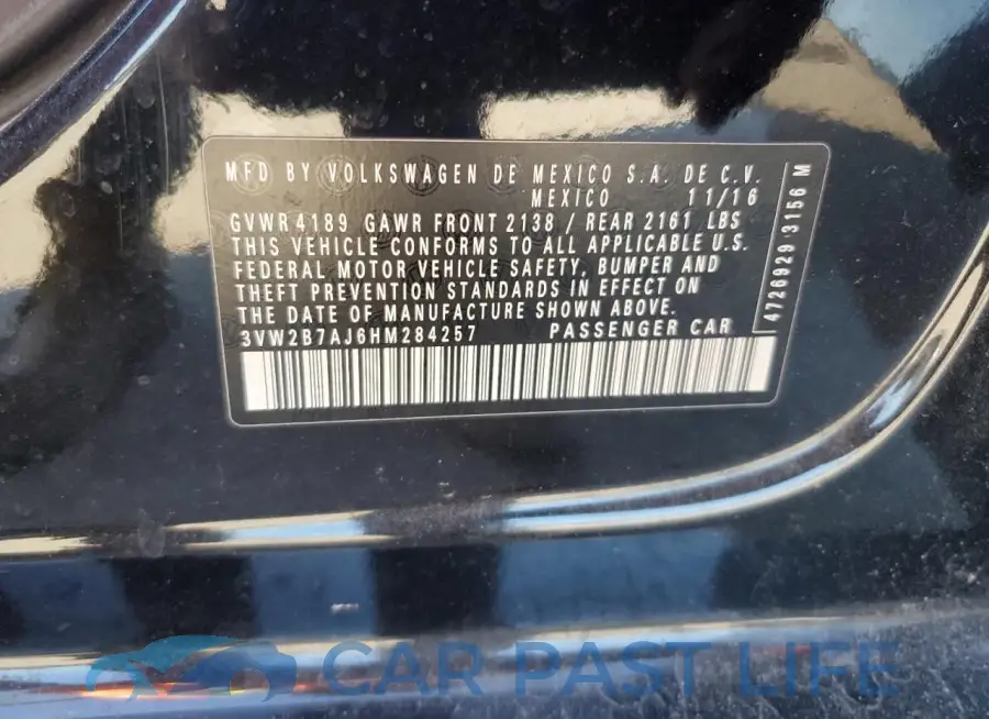 3VW2B7AJ6HM284257# 12