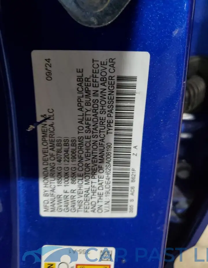 19UDE4H62SA006190# 12