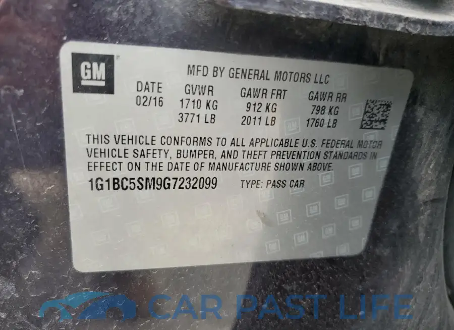 1G1BC5SM9G7232099# 12