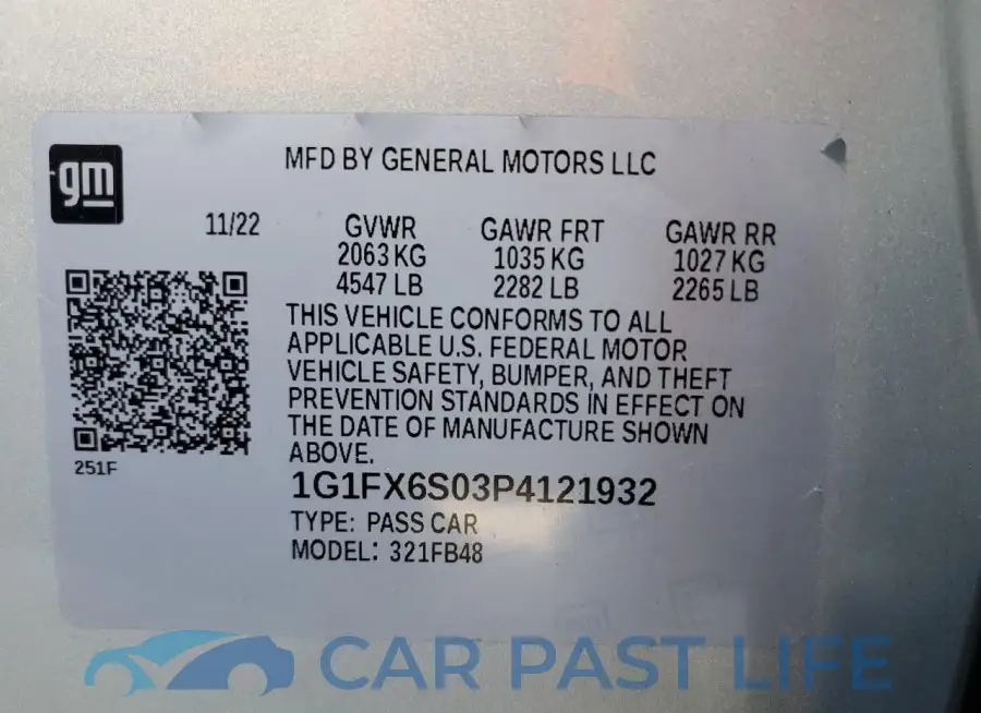 1G1FX6S03P4121932# 13