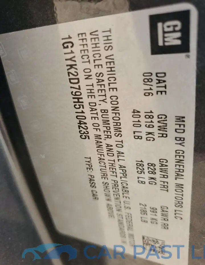 1G1YK2D79H5104235# 12