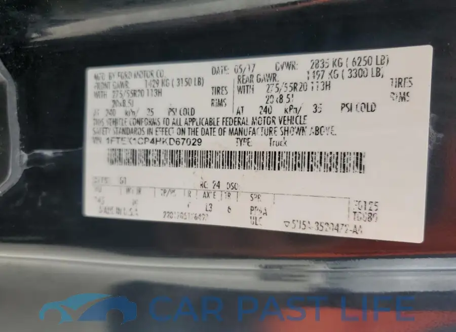 1FTEX1CP4HKD67029# 12