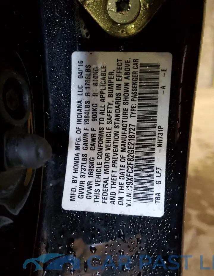 19XFC2F82GE218727# 12