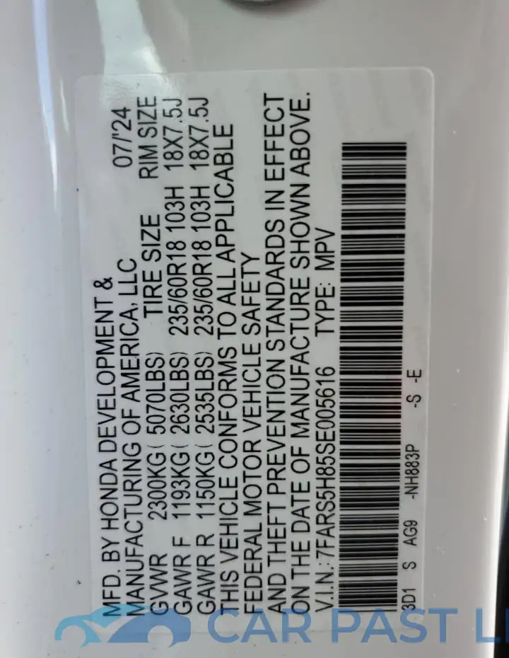 7FARS5H85SE005616# 14