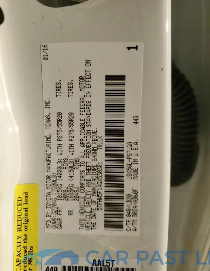 5TFHW5F1XGX530301# 12