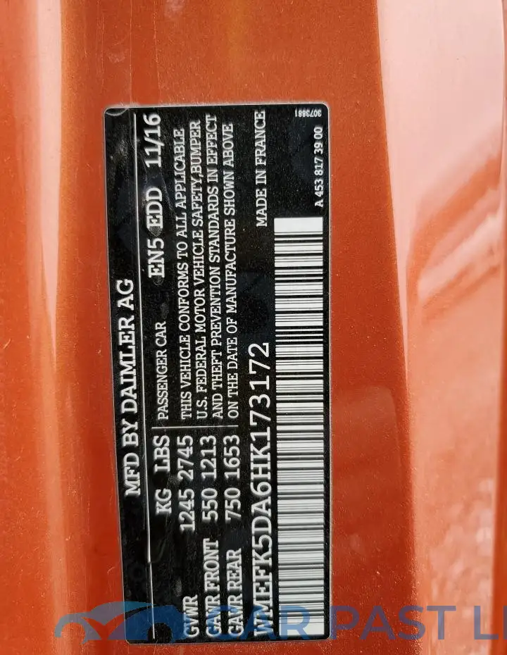 WMEFK5DA6HK173172# 12