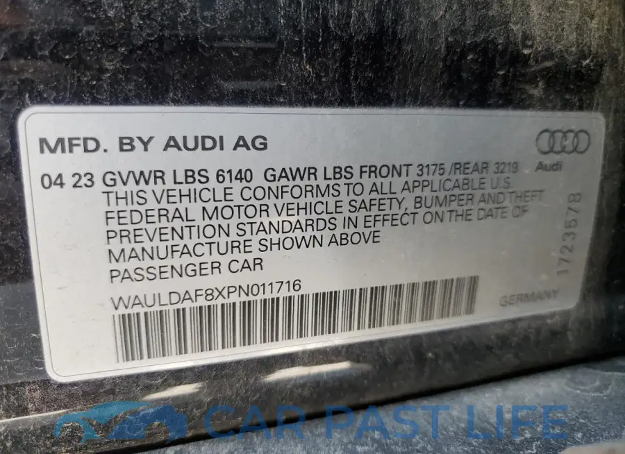 WAULDAF8XPN011716# 13