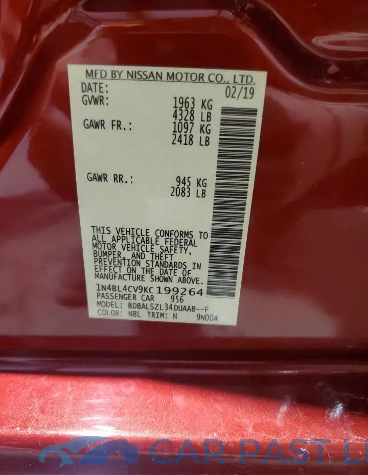 1N4BL4CV9KC199264# 12