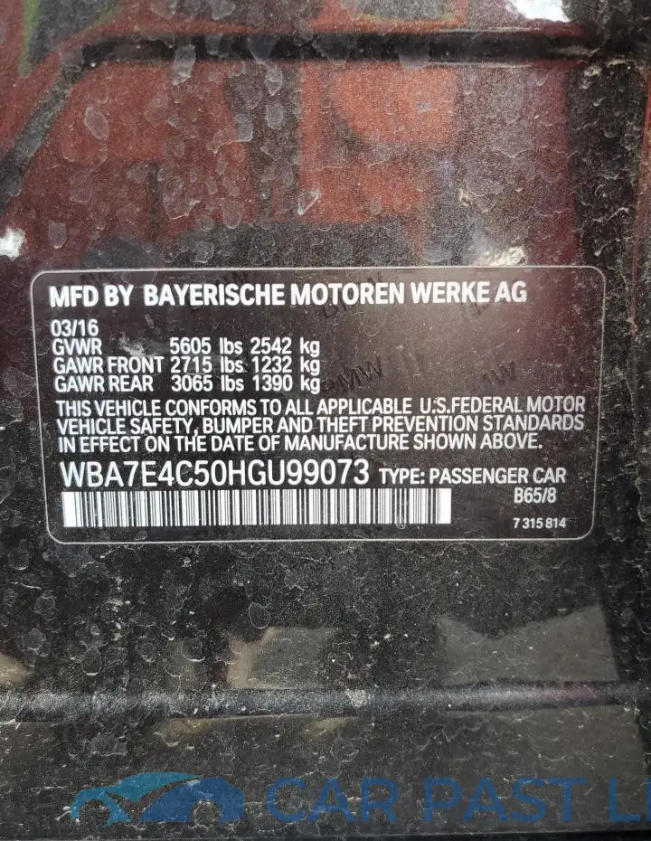 WBA7E4C50HGU99073# 12