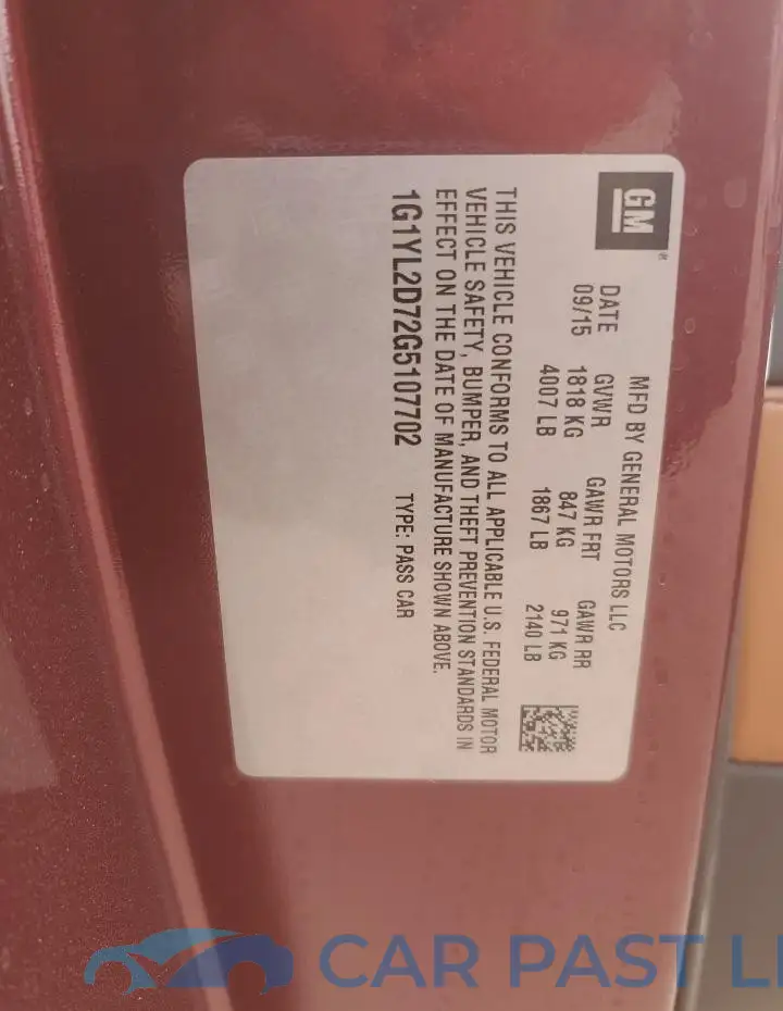 1G1YL2D72G5107702# 13