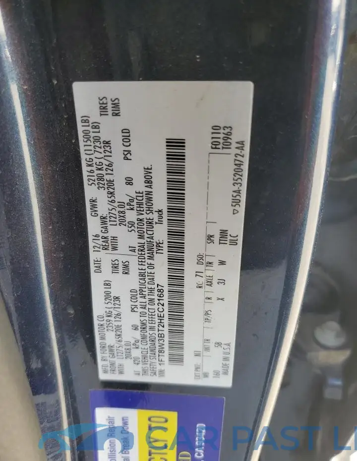 1FT8W3BT2HEC21687# 12