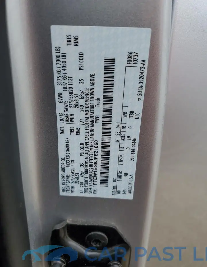 1FTEW1EG8JFE21060# 12