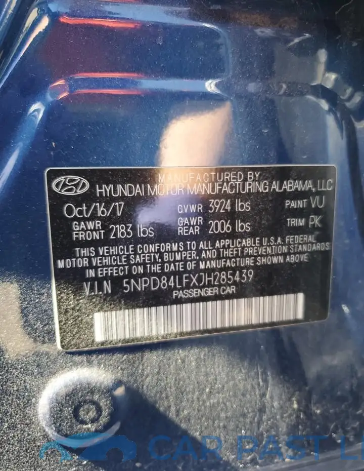 5NPD84LFXJH285439# 12