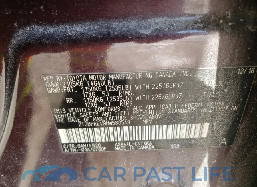 2T3BFREV9HW580548# 13