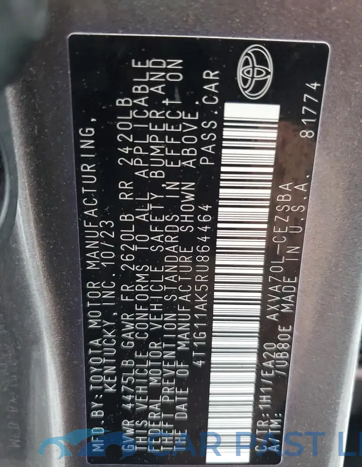 4T1G11AK5RU864464# 12