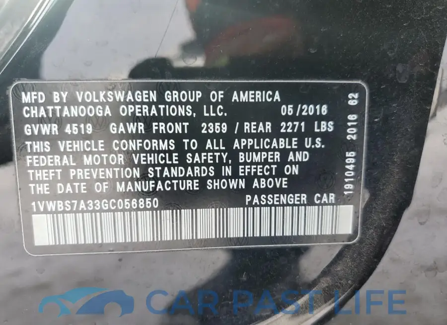 1VWBS7A33GC056850# 12
