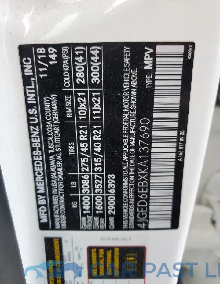 4JGED6EBXKA137690# 13