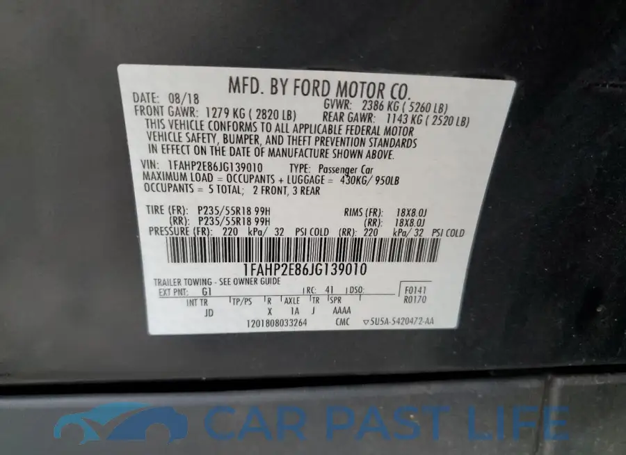1FAHP2E86JG139010# 12