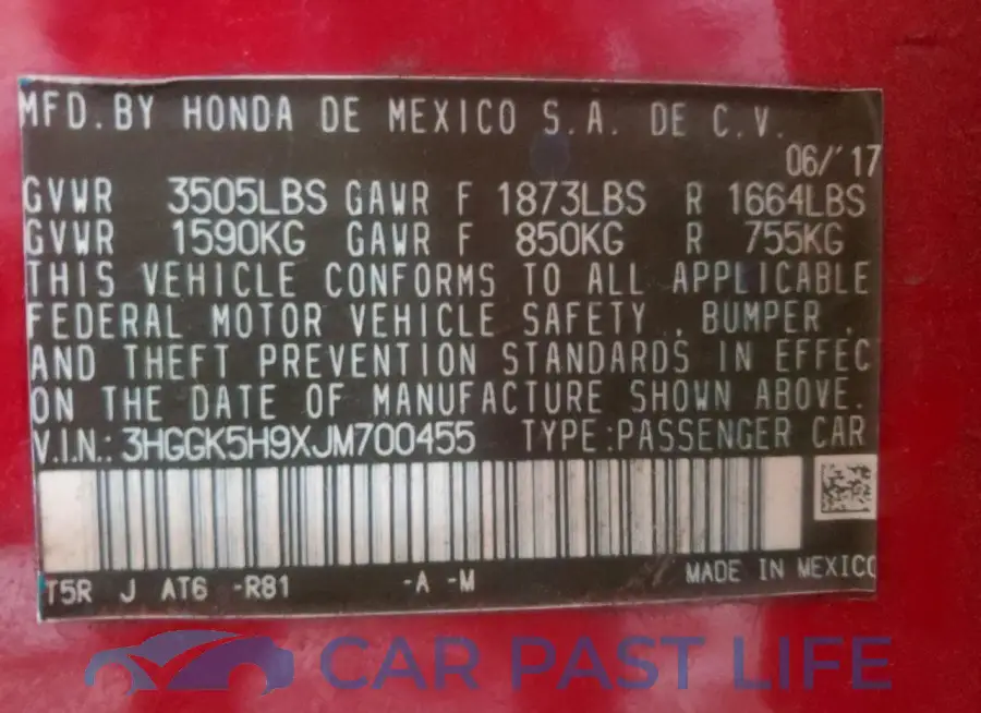 3HGGK5H9XJM700455# 13