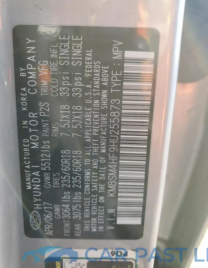 KM8SM4HF9HU255873# 14