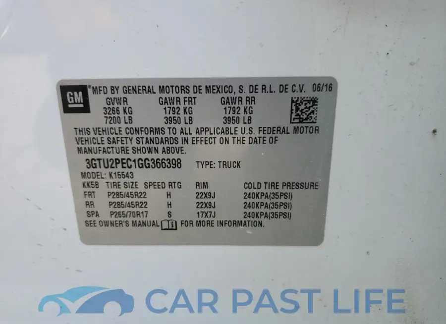 3GTU2PEC1GG366398# 12