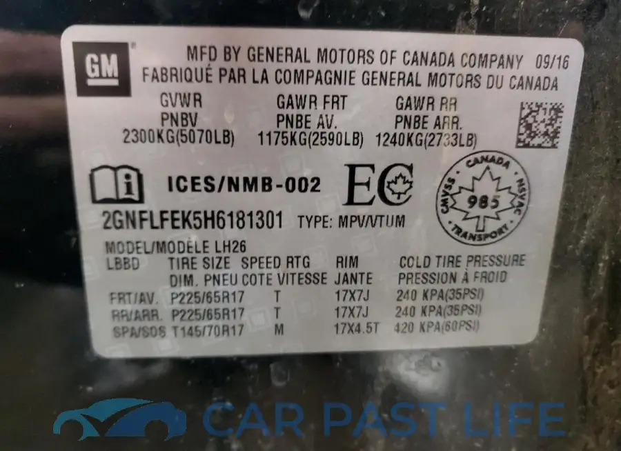 2GNFLFEK5H6181301# 13