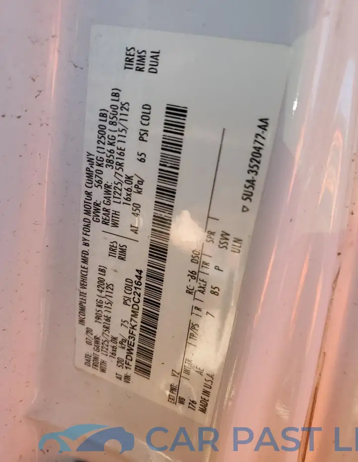1FDWE3FK7MDC21644# 13