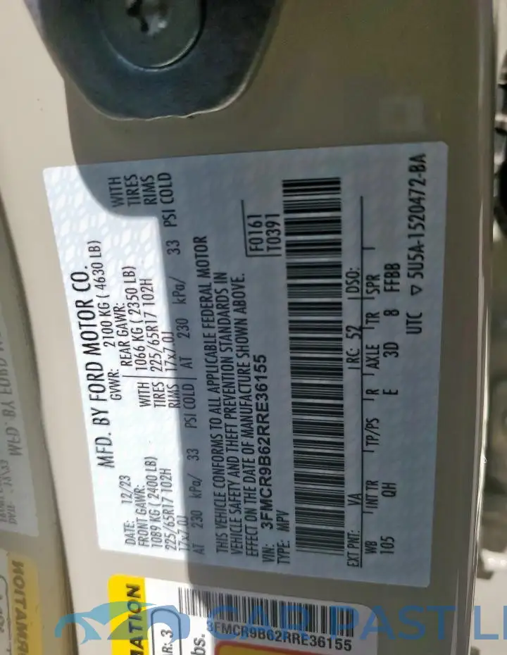 3FMCR9B62RRE36155# 12