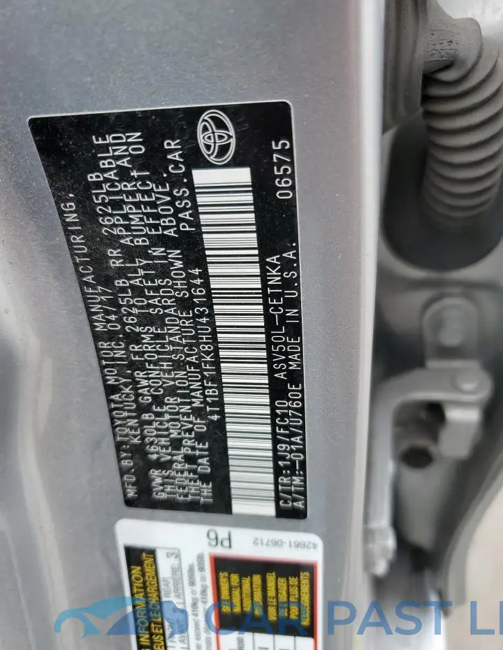 4T1BF1FK8HU431644# 13