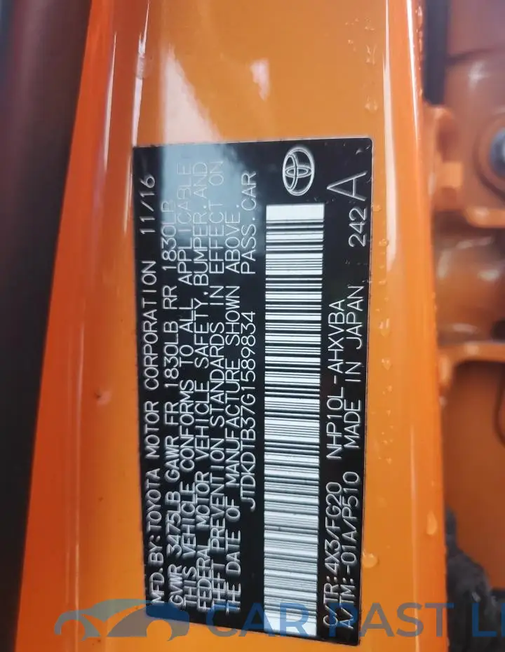 JTDKDTB37G1589834# 12