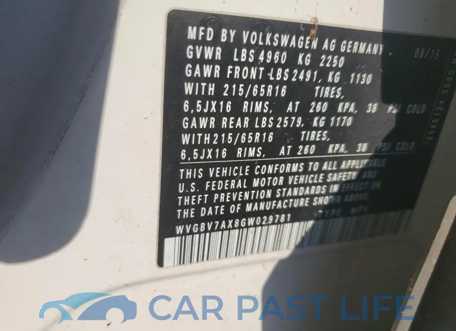 WVGBV7AX8GW029781# 13