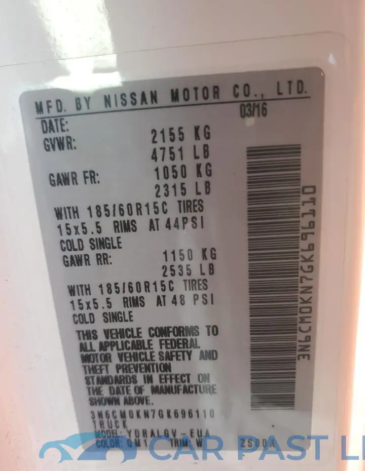 3N6CM0KN7GK696110# 12