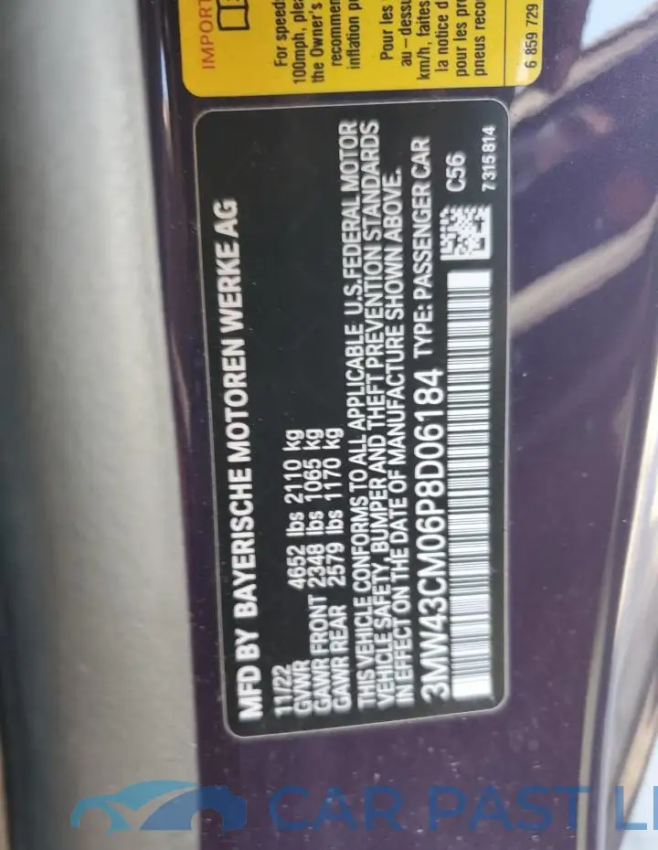 3MW43CM06P8D06184# 12