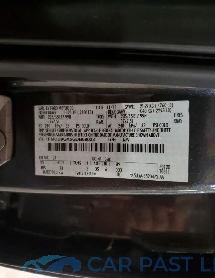 1FMCU9GX5GUB68028# 13