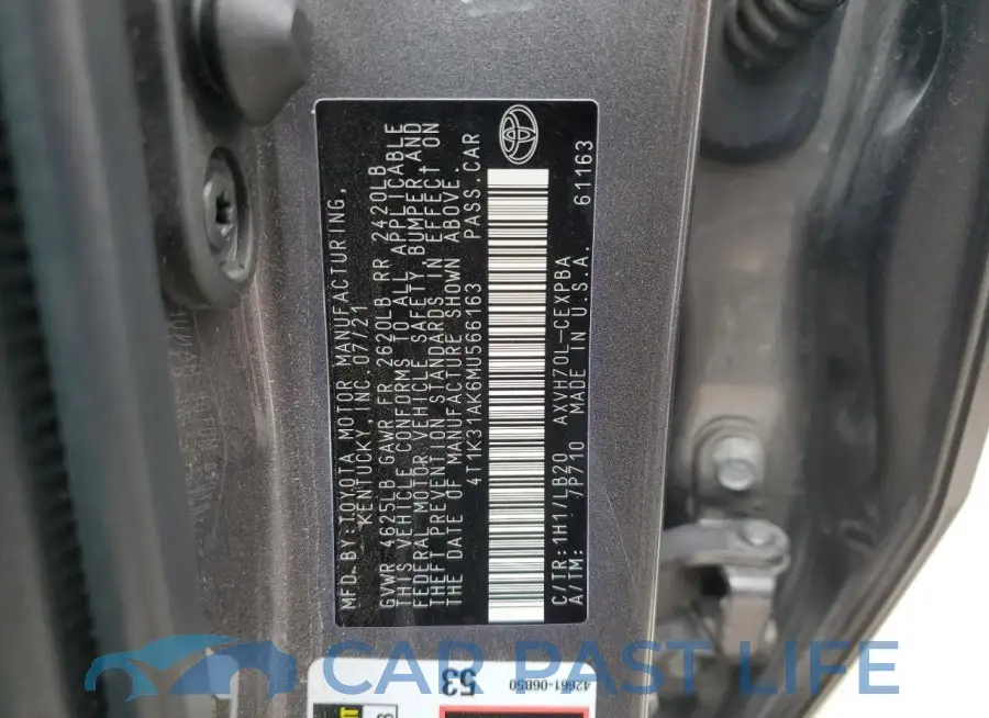 4T1K31AK6MU566163# 13