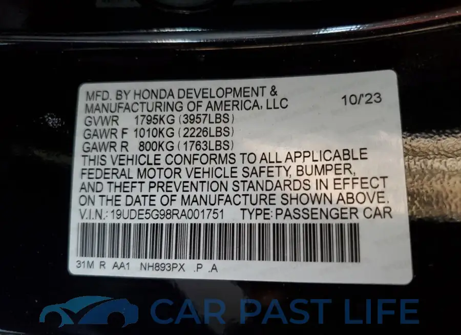 19UDE5G98RA001751# 12