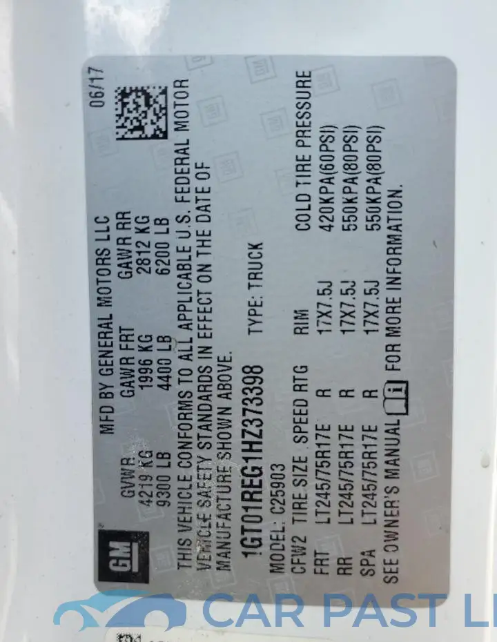 1GT01REG1HZ373398# 12