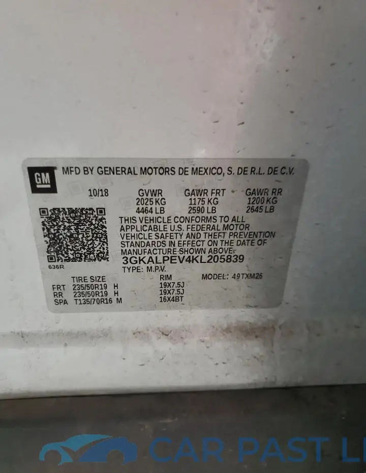 3GKALPEV4KL205839# 12