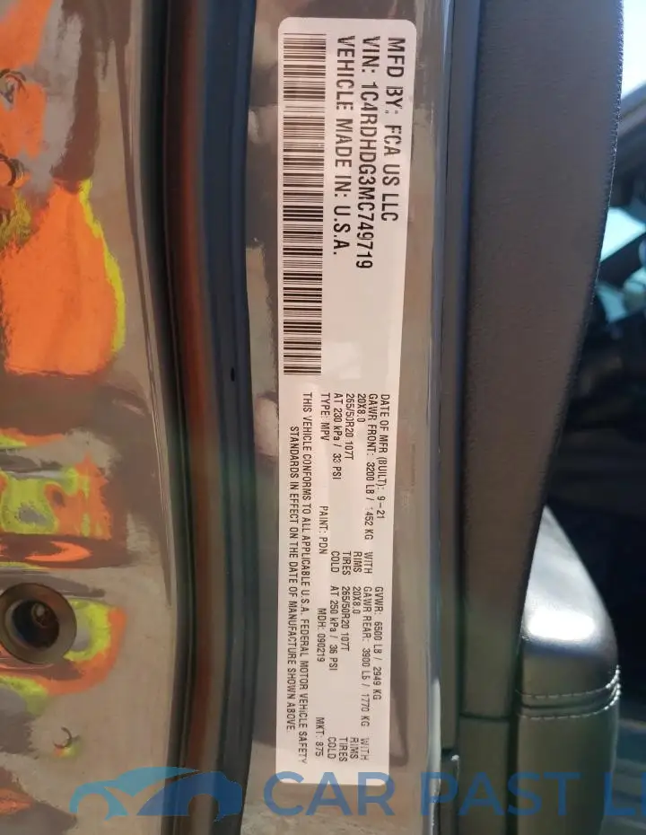 1C4RDHDG3MC749719# 13