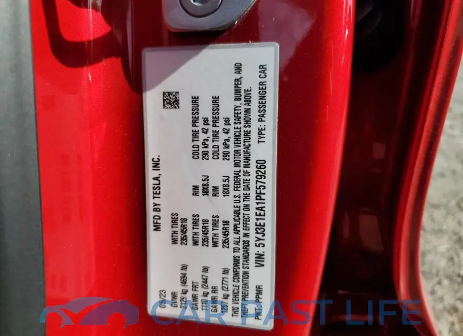 5YJ3E1EA1PF579260# 13