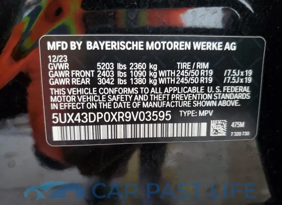 5UX43DP0XR9V03595# 12